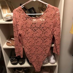 NWOT Floral pastel pink bodysuit